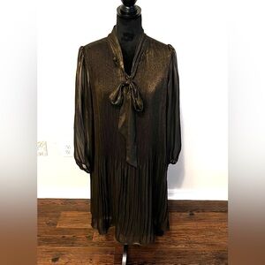 Nanette Lepore Shimmering Gold Pleated Dress